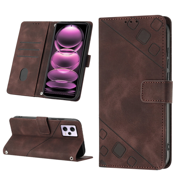 Skin-feel Embossed Leather Phone Case For Xiaomi Redmi Note 12 Pro 5G Global / Redmi Note 12 Pro 5G China