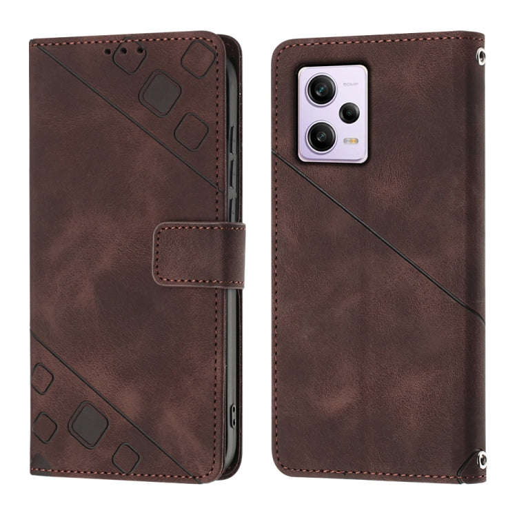 Skin-feel Embossed Leather Phone Case For Xiaomi Redmi Note 12 Pro 5G Global / Redmi Note 12 Pro 5G China