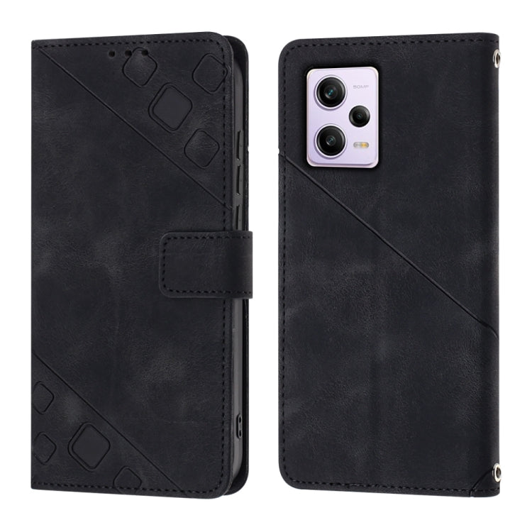 Skin-feel Embossed Leather Phone Case For Xiaomi Redmi Note 12 Pro 5G Global / Redmi Note 12 Pro 5G China