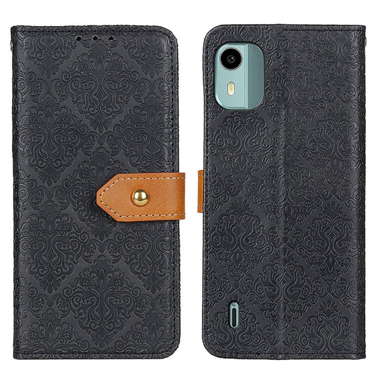 For Nokia C12 4G European Floral Embossed Flip Leather Phone Case