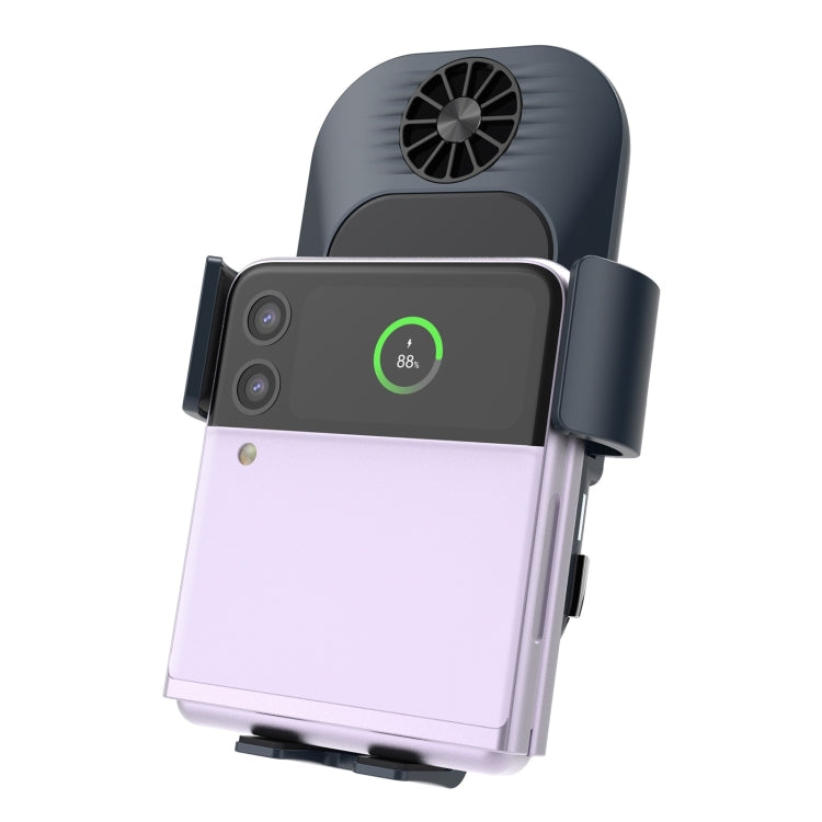 For Samsung Galaxy Z Flip4 / 3 C35 Fan Cooling Dual Coil Car Phone Holder Wireless Charger