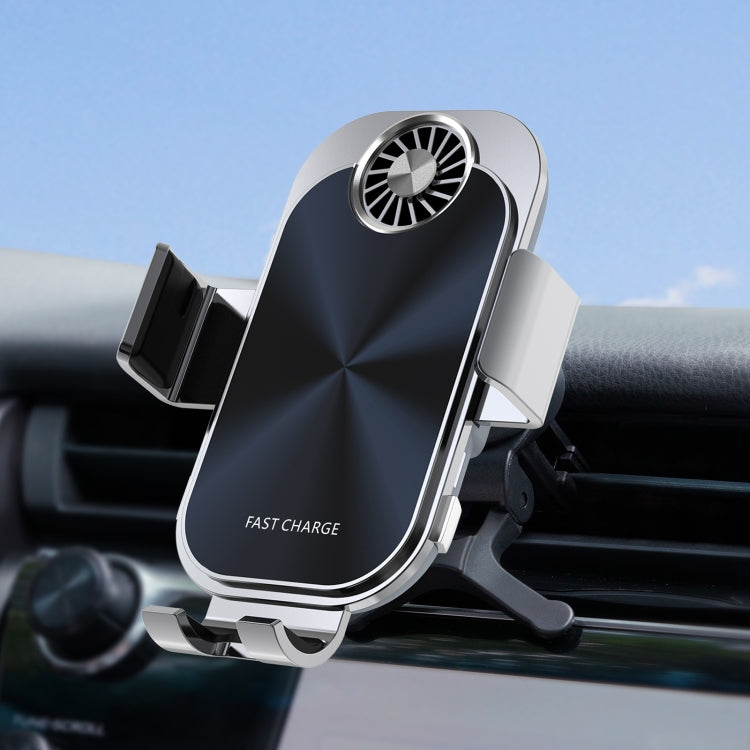 For Samsung Galaxy Z Flip4 / 3 C36 Fan Cooling Dual Coil Car Phone Holder Wireless Charger