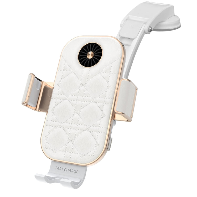 For Samsung Galaxy Z Flip4 / 3 C38 Fan Cooling Dual Coil Car Phone Holder Wireless Charger