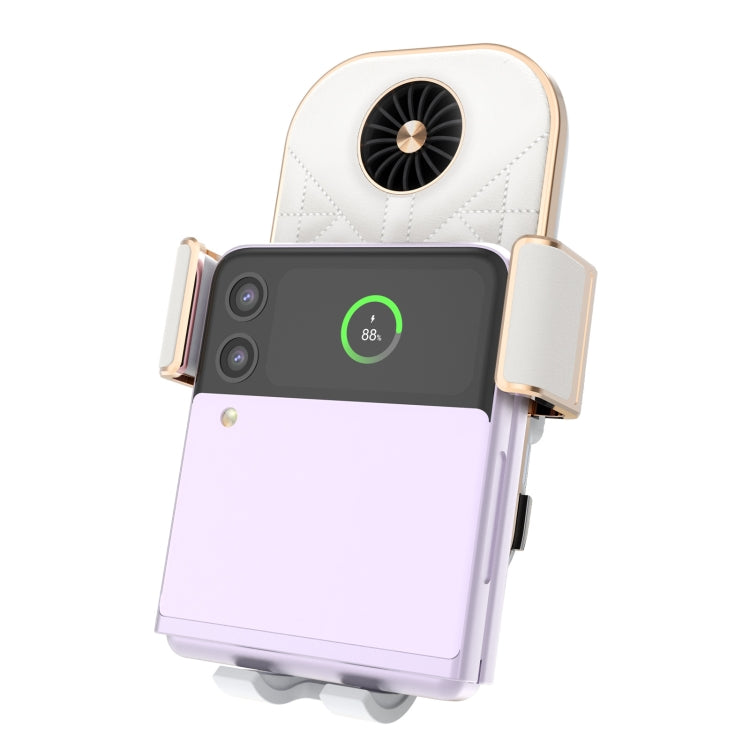 For Samsung Galaxy Z Flip4 / 3 C38 Fan Cooling Dual Coil Car Phone Holder Wireless Charger