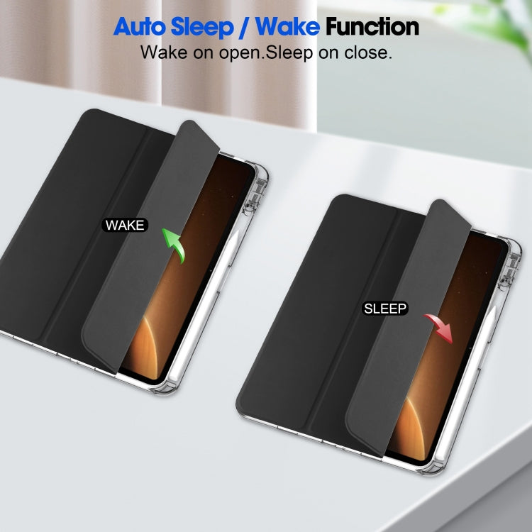 For OPPO Pad 2 3-Fold Clear Back Cover Leather Smart Tablet Case