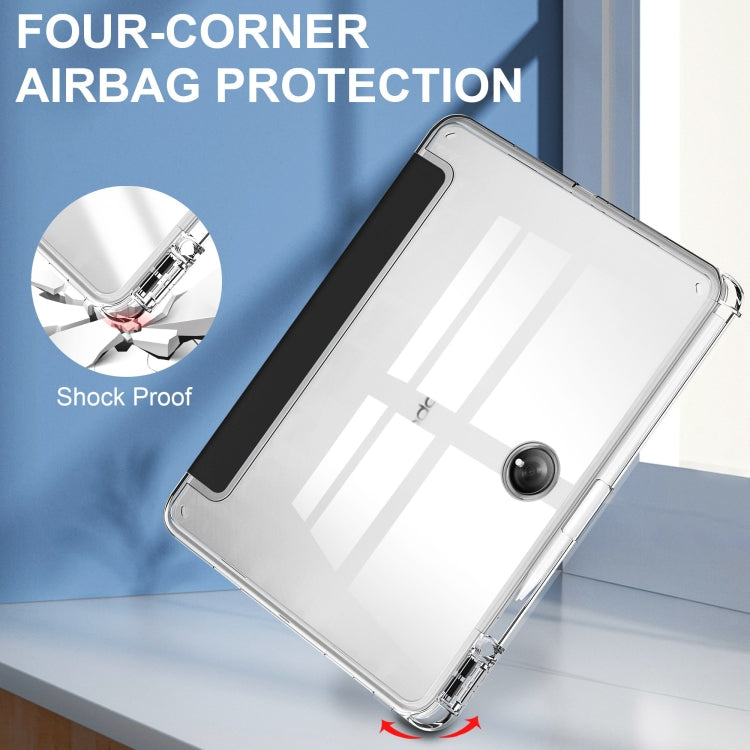 For OPPO Pad 2 3-Fold Clear Back Cover Leather Smart Tablet Case