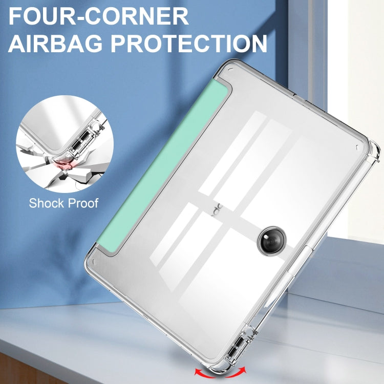 For OPPO Pad 2 3-Fold Clear Back Cover Leather Smart Tablet Case