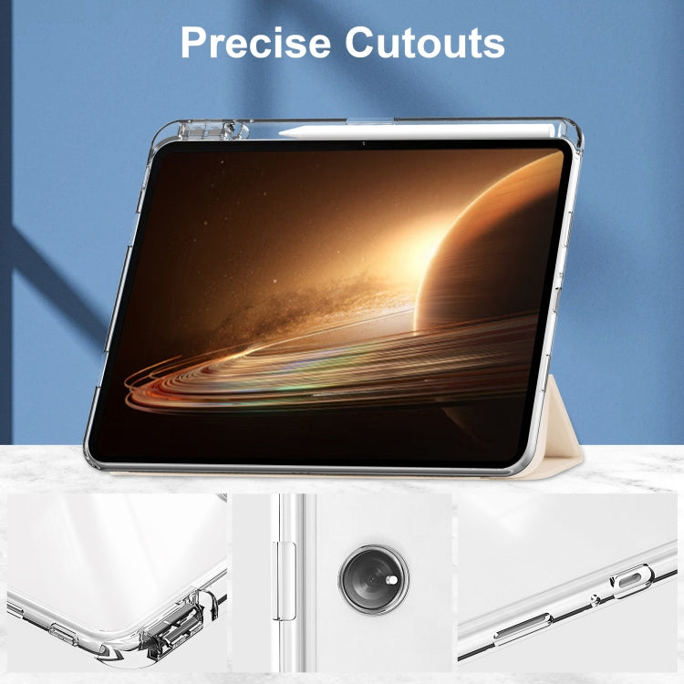 For OPPO Pad 2 3-Fold Clear Back Cover Leather Smart Tablet Case