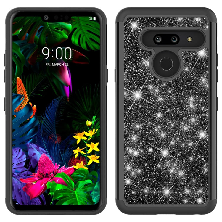 For LG G8 ThinQ Glitter Powder Contrast Skin Shockproof Silicone + PC Protective Case(Black)