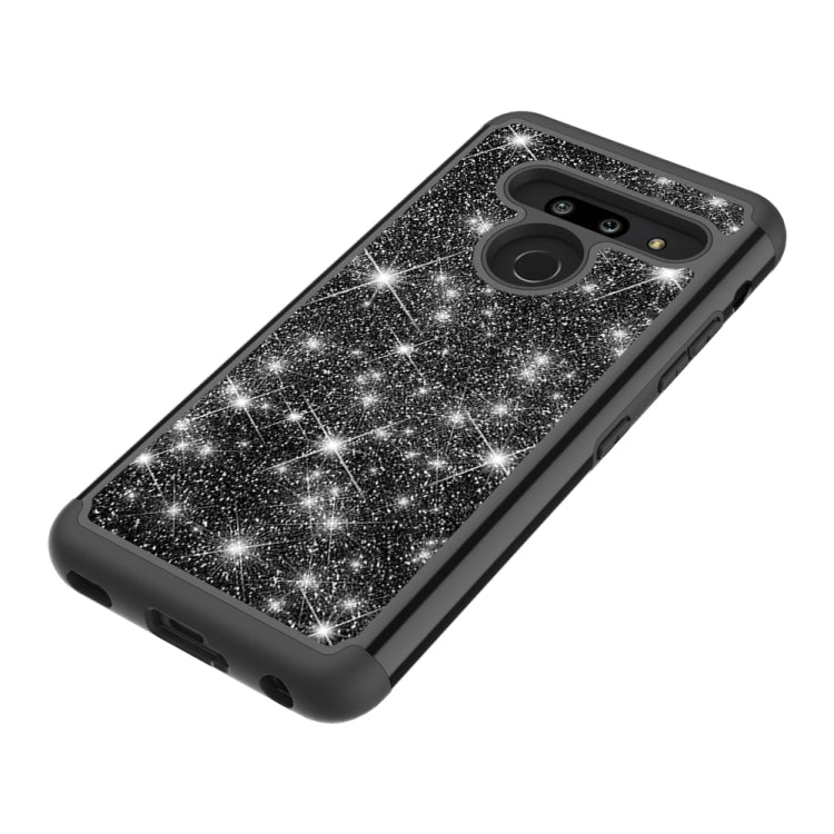For LG G8 ThinQ Glitter Powder Contrast Skin Shockproof Silicone + PC Protective Case(Black)