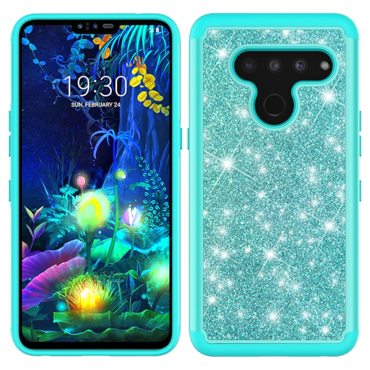 For LG V50 ThinQ 5G Glitter Powder Contrast Skin Shockproof Silicone + PC Protective Case(Green)