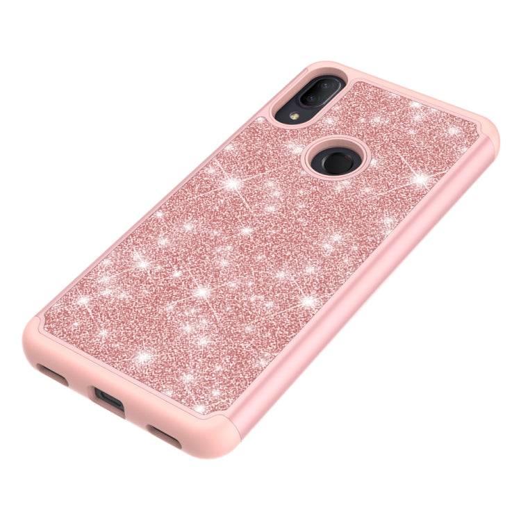 For Alcatel 3V (2019) Glitter Powder Contrast Skin Shockproof Silicone + PC Protective Case