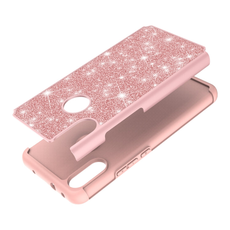 For Alcatel 3V (2019) Glitter Powder Contrast Skin Shockproof Silicone + PC Protective Case