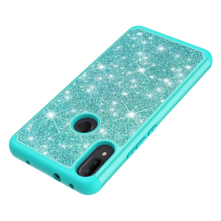For Alcatel 3V (2019) Glitter Powder Contrast Skin Shockproof Silicone + PC Protective Case