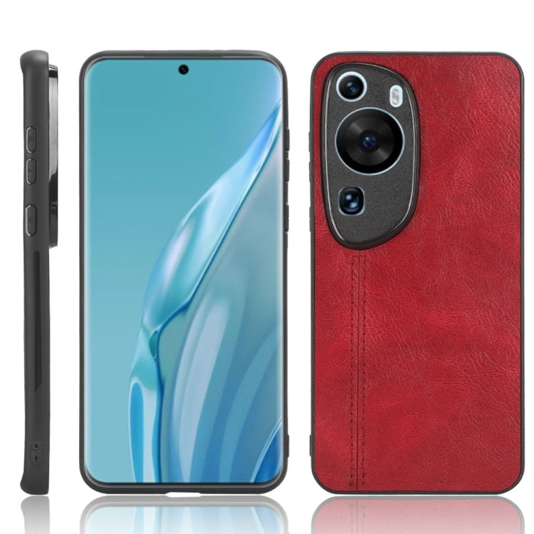 For Huawei P60 Art Sewing Cow Pattern Skin PC + PU + TPU Phone Case