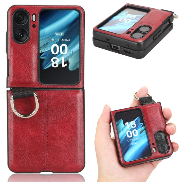 For OPPO Find N2 Flip Vintage Texture Ring Phone Case