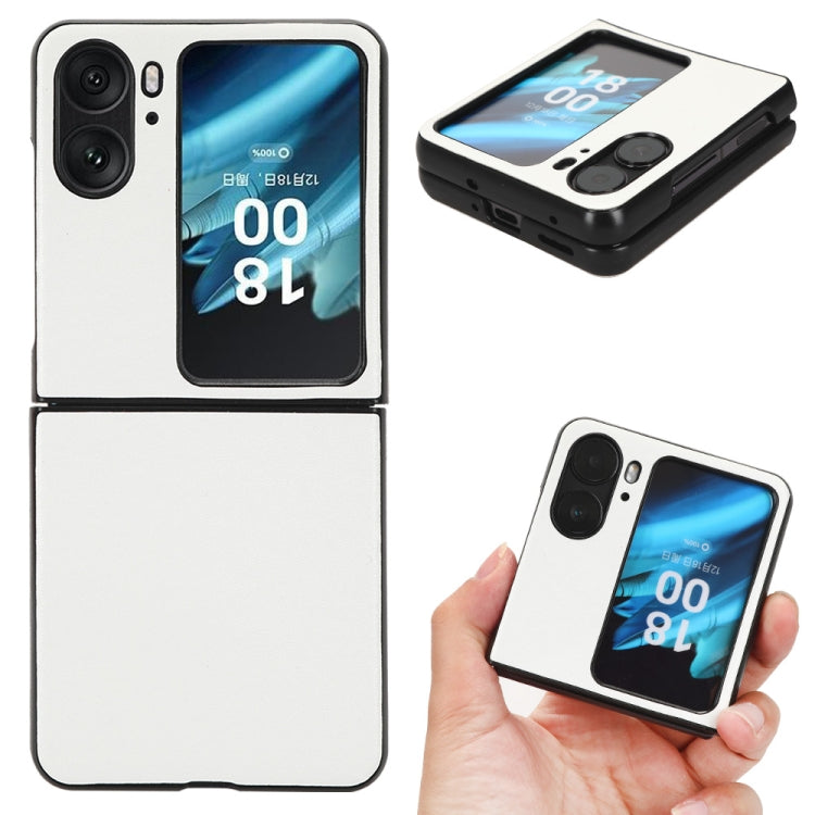 For OPPO Find N2 Flip Plain Skin Litchi Texture Phone Case