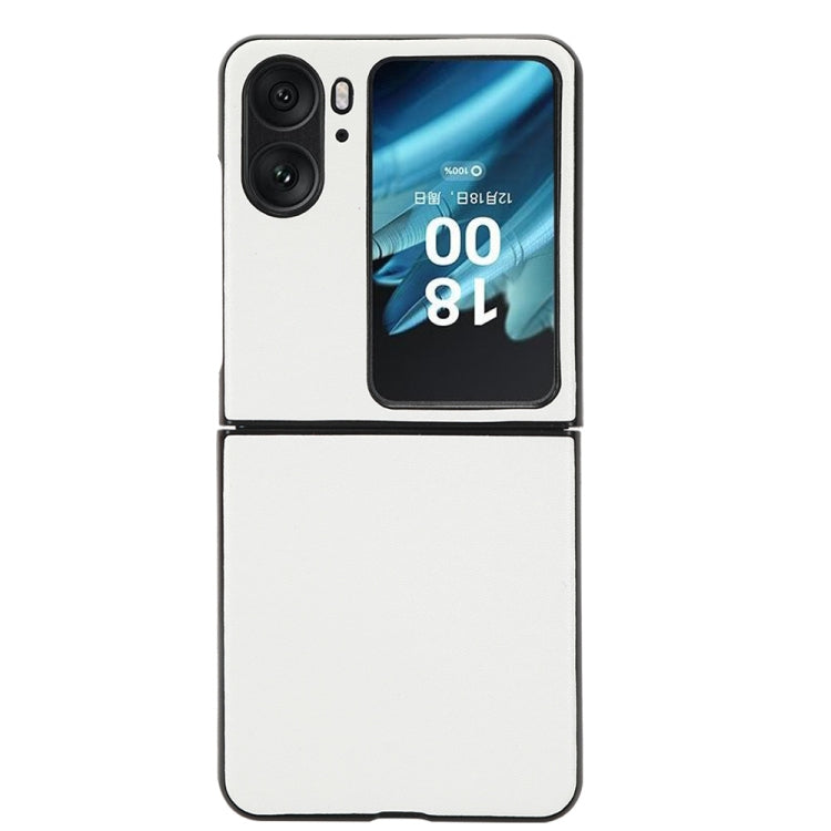 For OPPO Find N2 Flip Plain Skin Litchi Texture Phone Case
