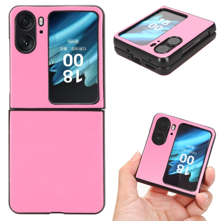 For OPPO Find N2 Flip Plain Skin Litchi Texture Phone Case