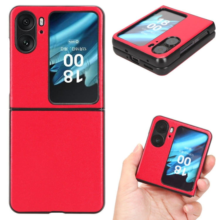 For OPPO Find N2 Flip Plain Skin Litchi Texture Phone Case