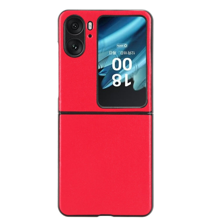 For OPPO Find N2 Flip Plain Skin Litchi Texture Phone Case