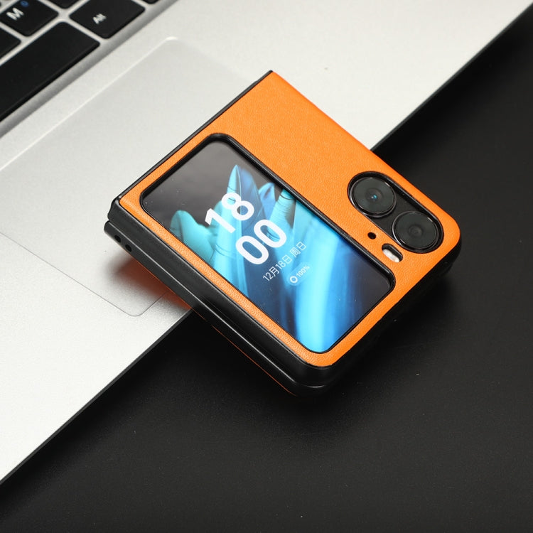 For OPPO Find N2 Flip Plain Skin Litchi Texture Phone Case