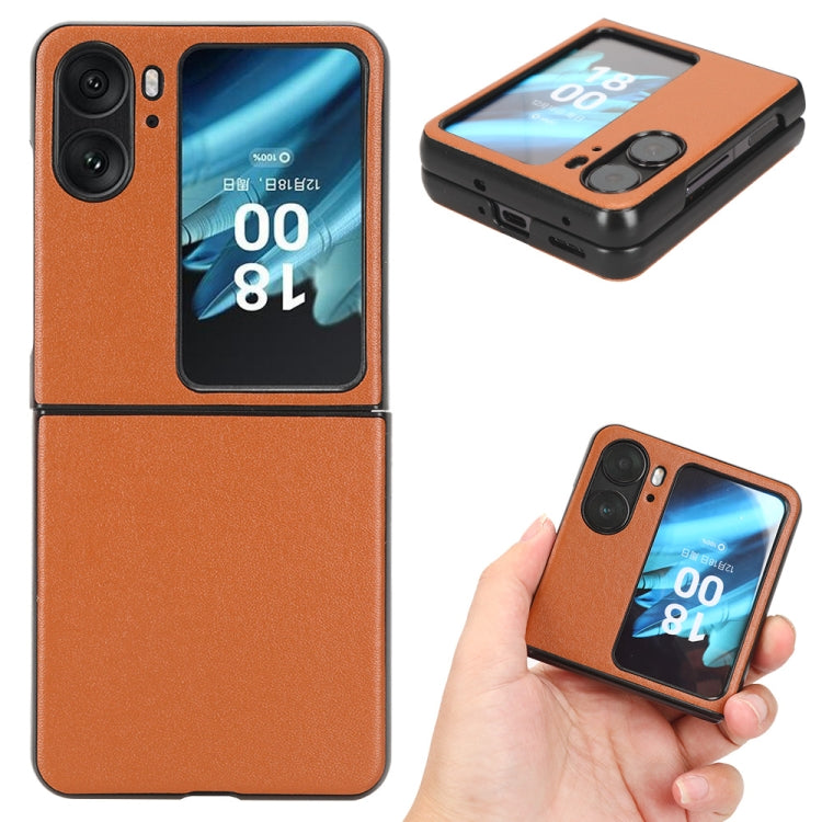 For OPPO Find N2 Flip Plain Skin Litchi Texture Phone Case