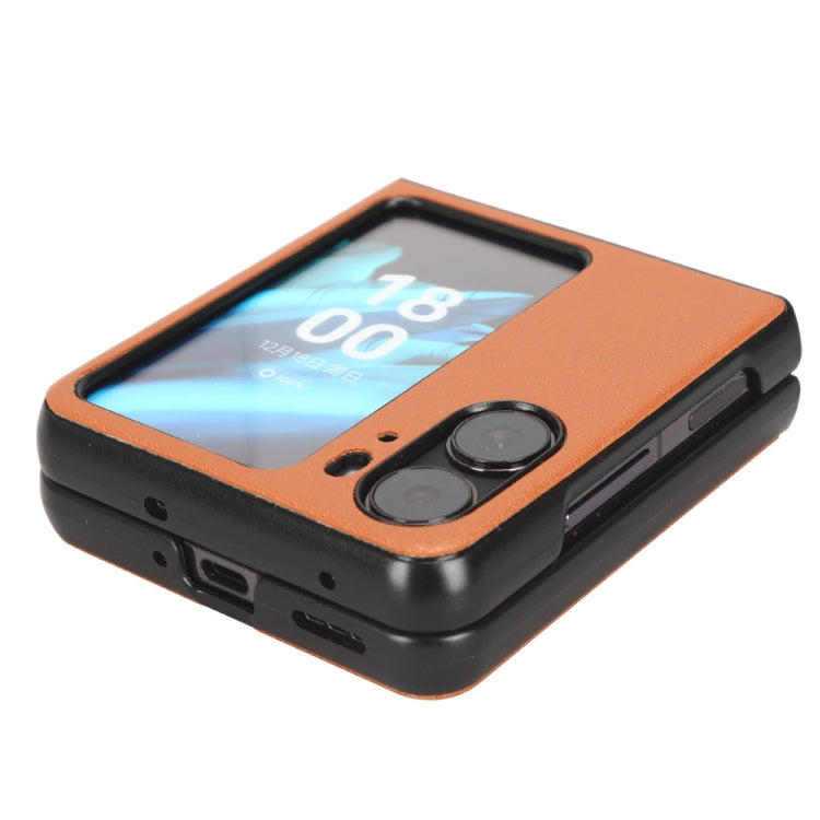 For OPPO Find N2 Flip Plain Skin Litchi Texture Phone Case