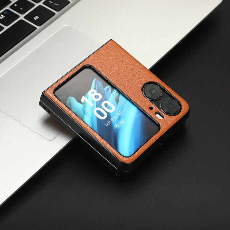 For OPPO Find N2 Flip Plain Skin Litchi Texture Phone Case