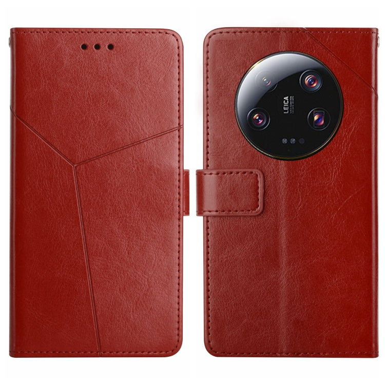 For Xiaomi 13 Ultra HT01 Y-shaped Pattern Flip Leather Phone Case