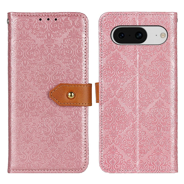 For Google Pixel 8 European Floral Embossed Copper Buckle Leather Phone Case