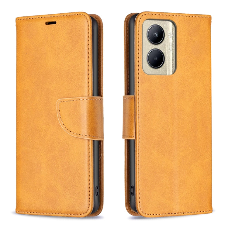 For Realme C33 Lambskin Texture Pure Color Flip Leather Phone Case