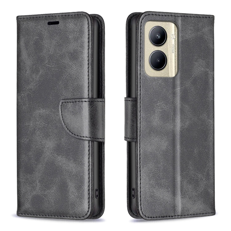 For Realme C33 Lambskin Texture Pure Color Flip Leather Phone Case
