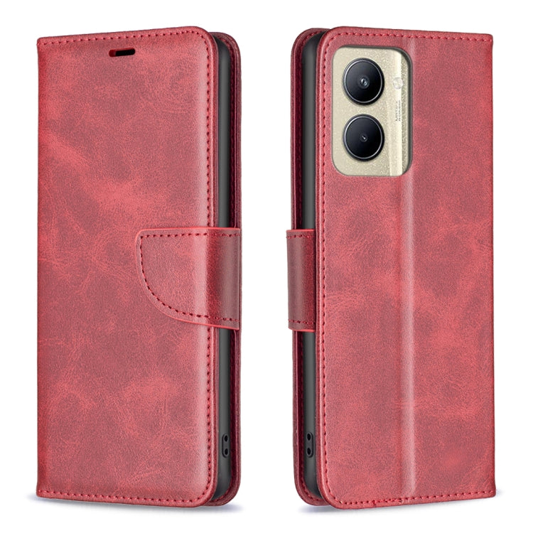 For Realme C33 Lambskin Texture Pure Color Flip Leather Phone Case