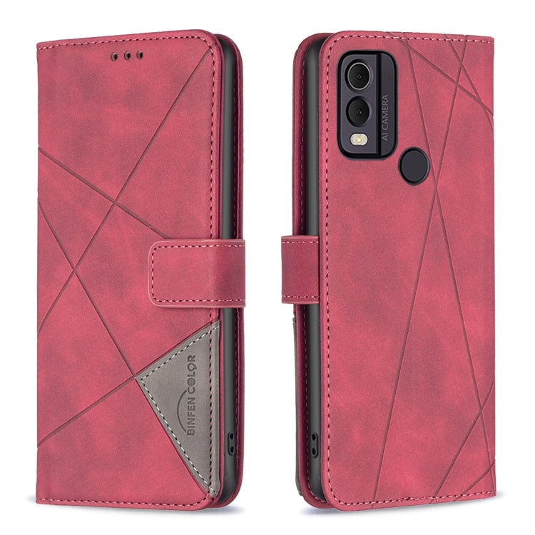 For Nokia C22 Magnetic Buckle Rhombus Texture Leather Phone Case