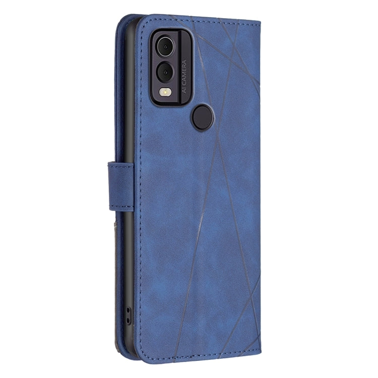 For Nokia C22 Magnetic Buckle Rhombus Texture Leather Phone Case