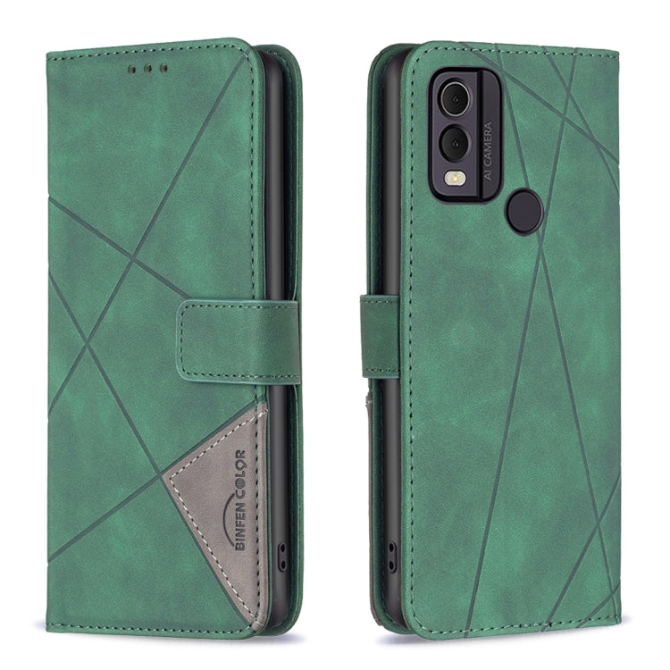 For Nokia C22 Magnetic Buckle Rhombus Texture Leather Phone Case