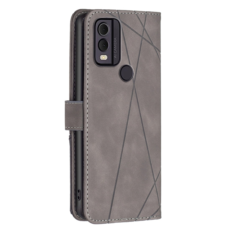 For Nokia C22 Magnetic Buckle Rhombus Texture Leather Phone Case