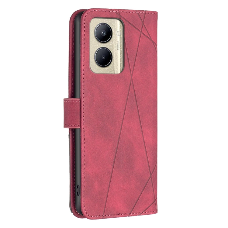 For Realme C33 Magnetic Buckle Rhombus Texture Leather Phone Case