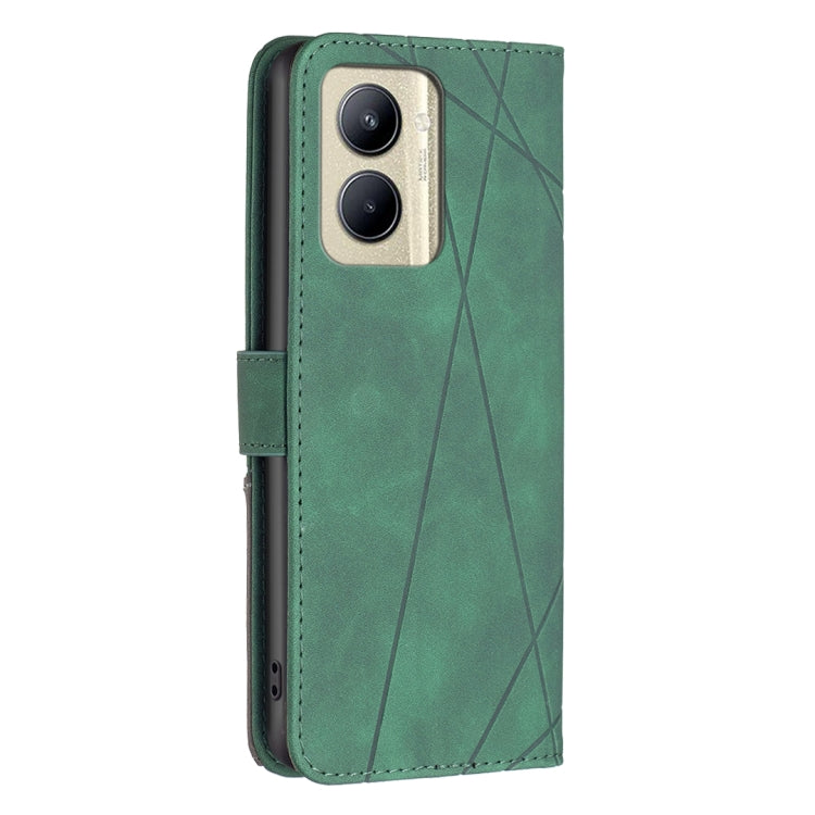 For Realme C33 Magnetic Buckle Rhombus Texture Leather Phone Case