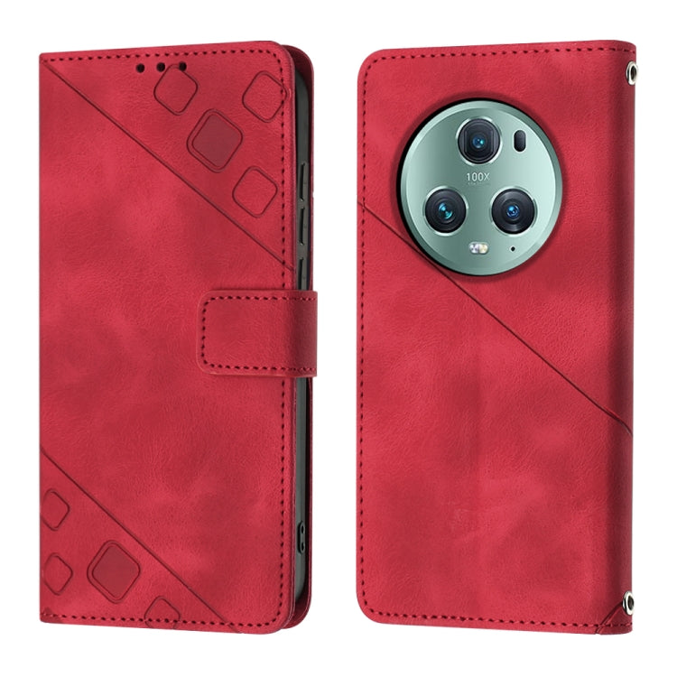 For Honor Magic5 Pro Skin-feel Embossed Leather Phone Case