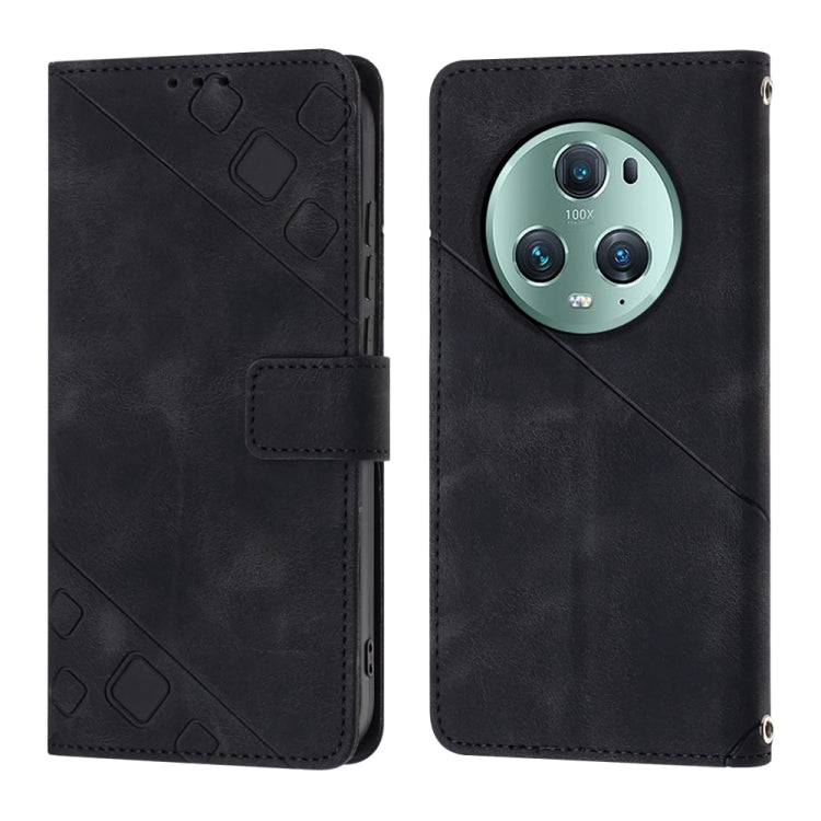 For Honor Magic5 Pro Skin-feel Embossed Leather Phone Case