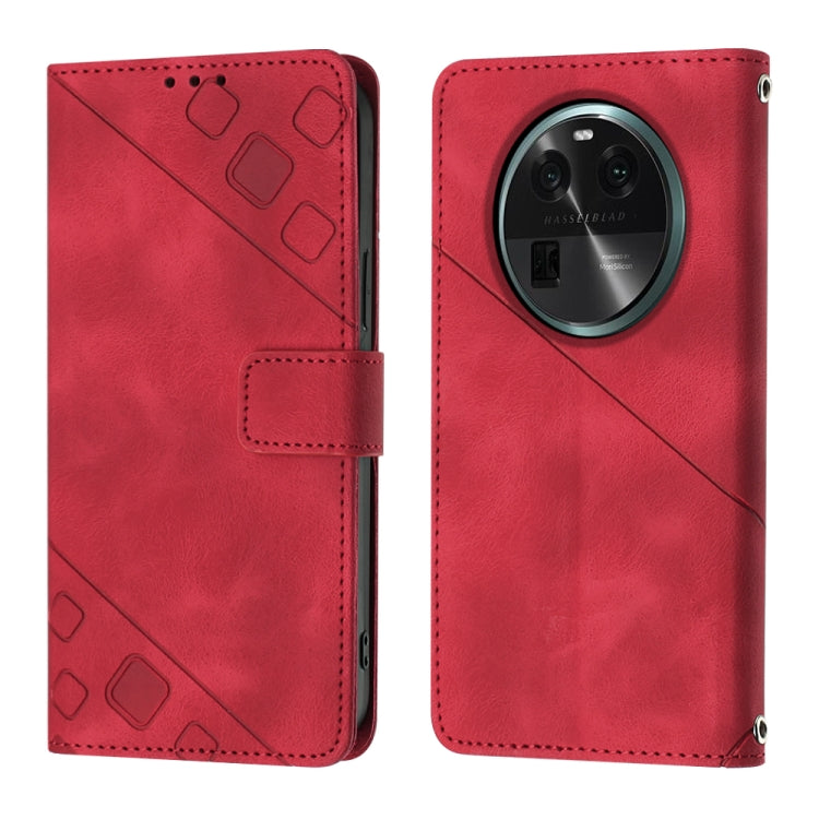 For OPPO Find X6 Skin-feel Embossed Leather Phone Case