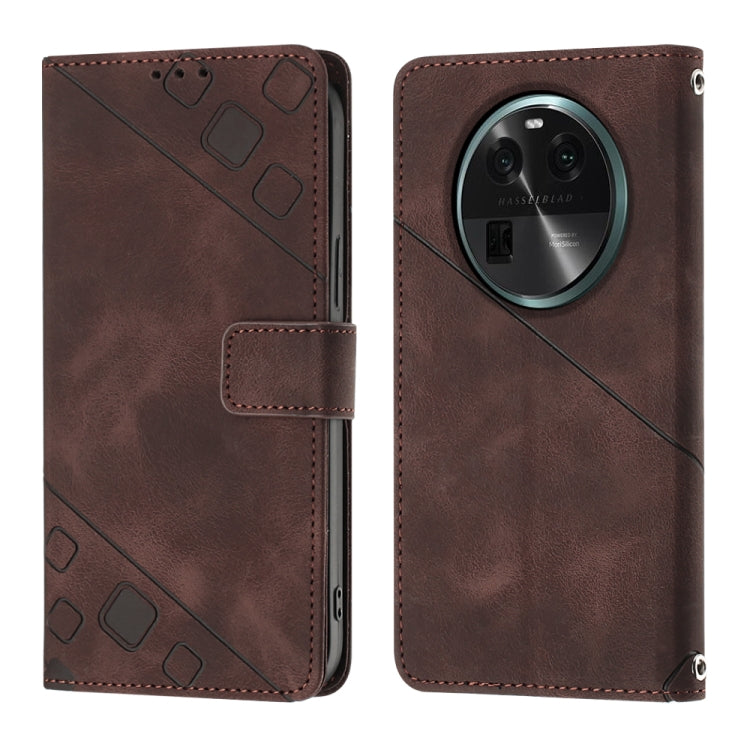 For OPPO Find X6 Skin-feel Embossed Leather Phone Case