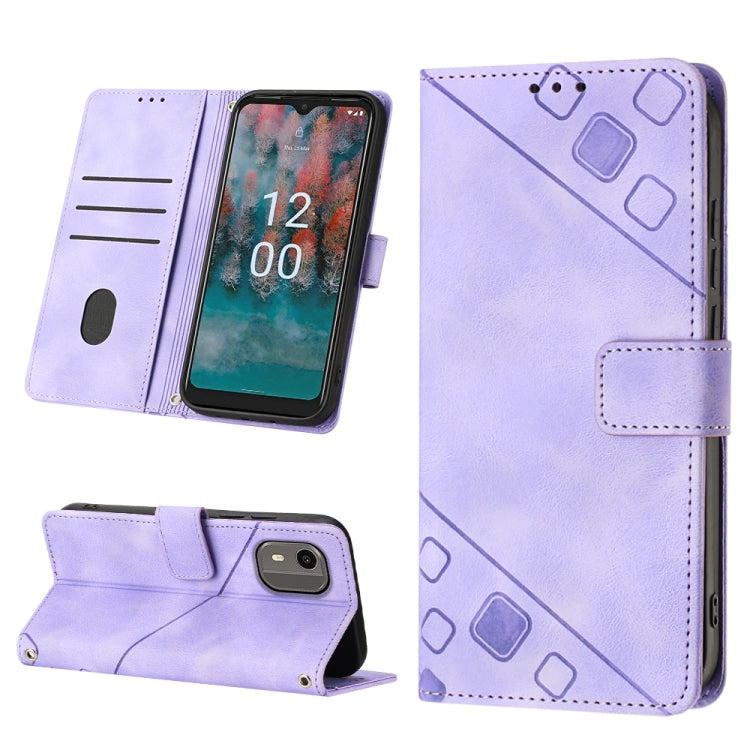 For Nokia C12 Skin-feel Embossed Leather Phone Case