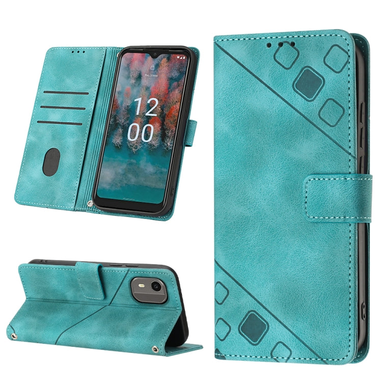 For Nokia C12 Skin-feel Embossed Leather Phone Case