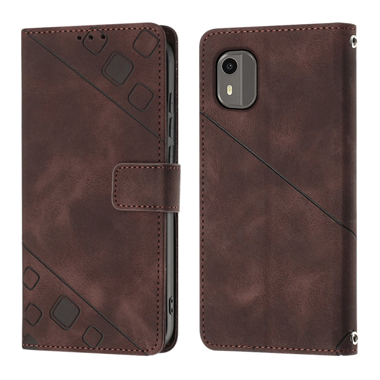For Nokia C12 Skin-feel Embossed Leather Phone Case