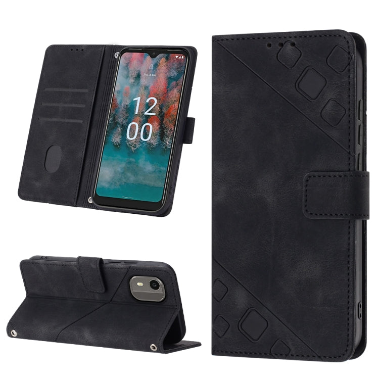 For Nokia C12 Skin-feel Embossed Leather Phone Case