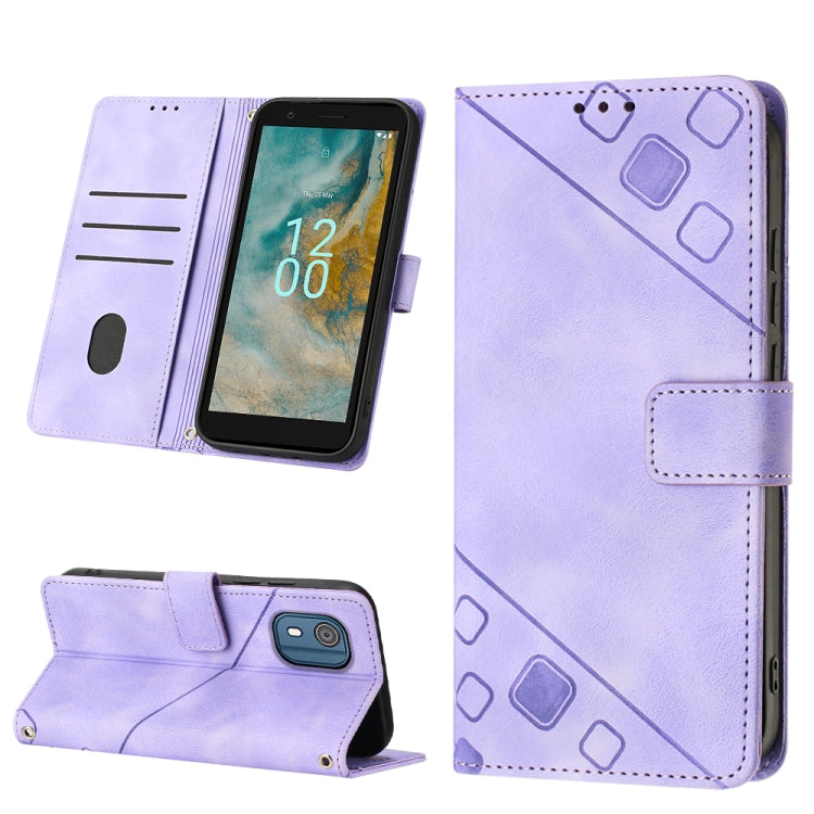 For Nokia C02 Skin-feel Embossed Leather Phone Case