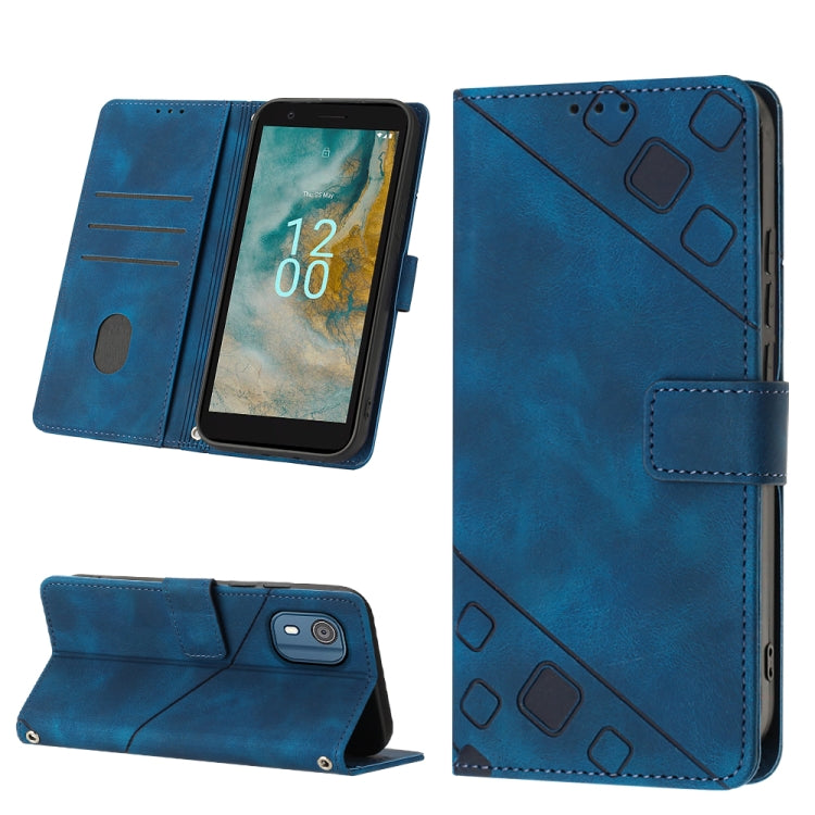 For Nokia C02 Skin-feel Embossed Leather Phone Case